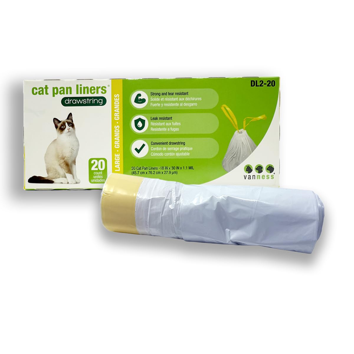 Unscented Large Drawstring Cat Litter Box Liners, 20 Count I5750