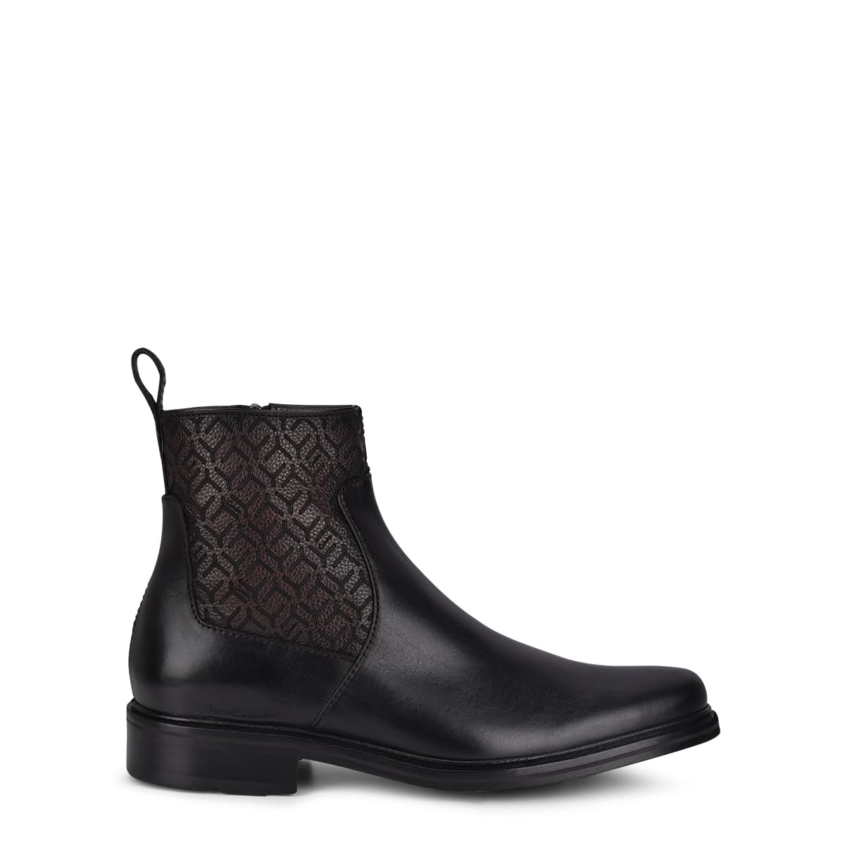 Black Genuine Deer Leather Booties J90806