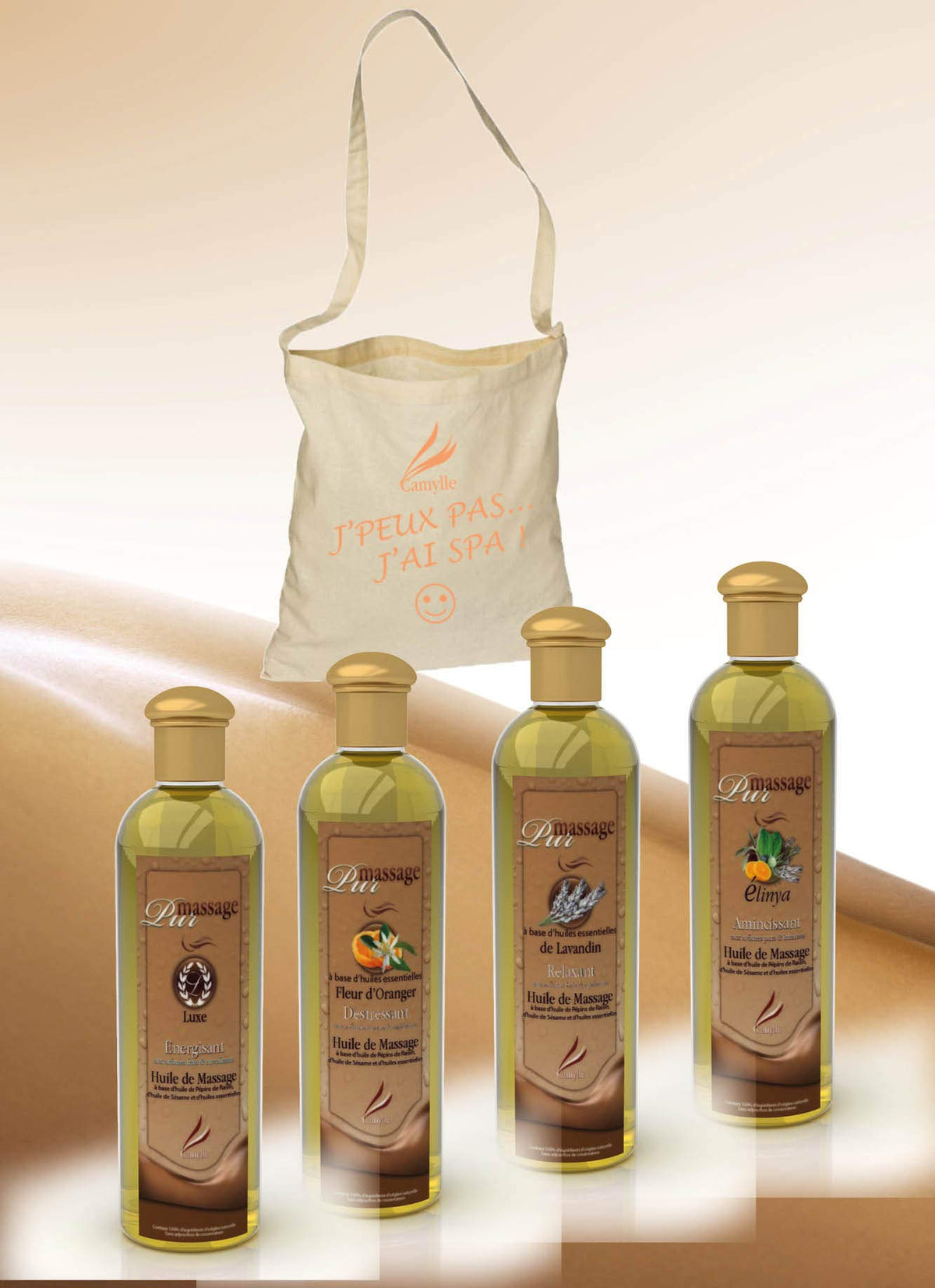 Massage Oil Set of 4 with Cotton Bag K698644
