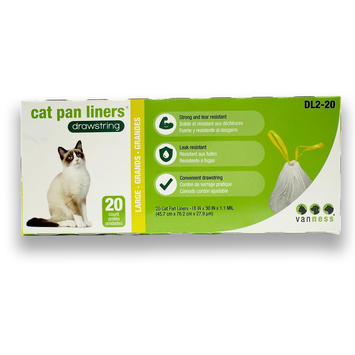 Unscented Large Drawstring Cat Litter Box Liners, 20 Count I5750