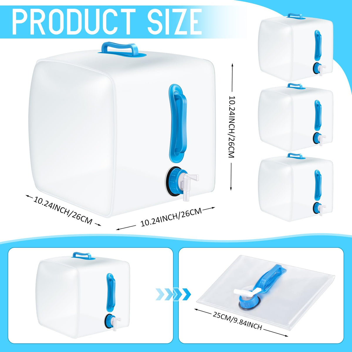 5 Pcs 5.3 Gallon Collapsible Water Container with Spigot G7084