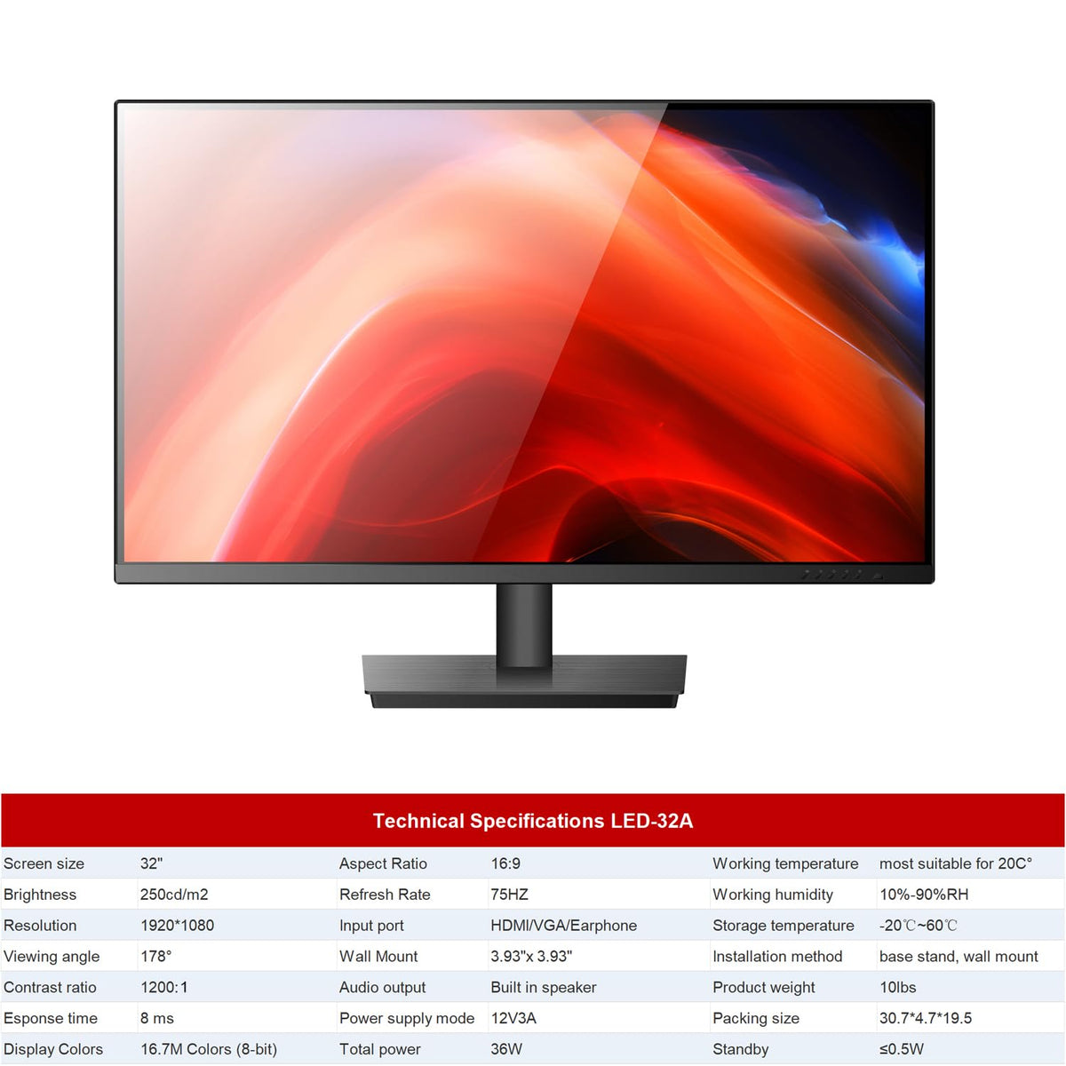 32 Inch FHD 1080P LED Security Monitor H267