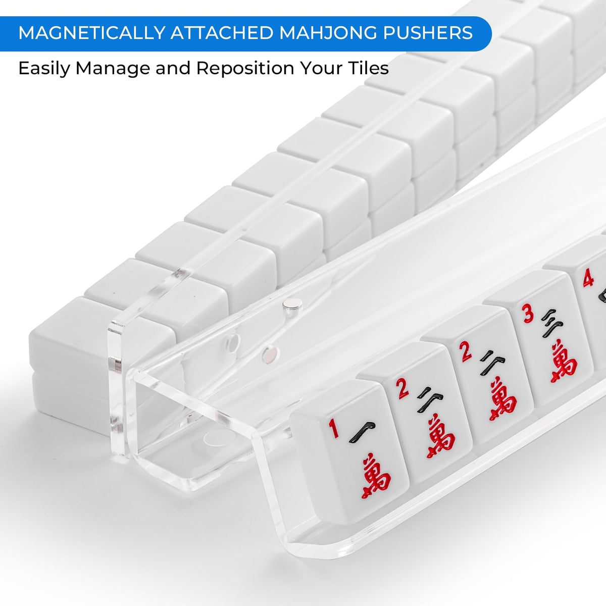 Clear 20-Inch Acrylic Mahjong Racks with Magnetic Pushers, Set of 4 O808