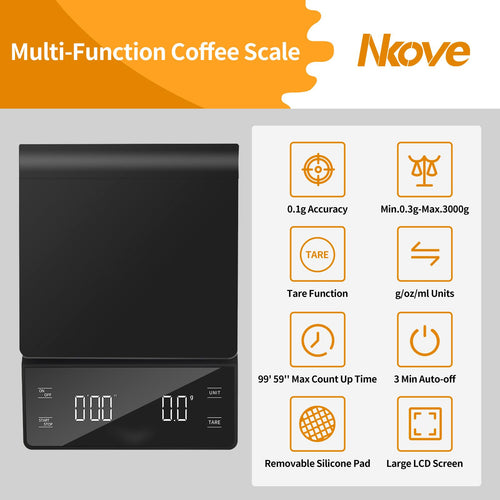 0.1g High Precision Coffee Scale with Timer O18445