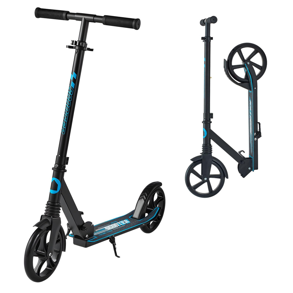 Kick Scooter, 2-Wheel Adjustable Height Folding with Anti-Slip Deck & Light-Up Wheels Y141577