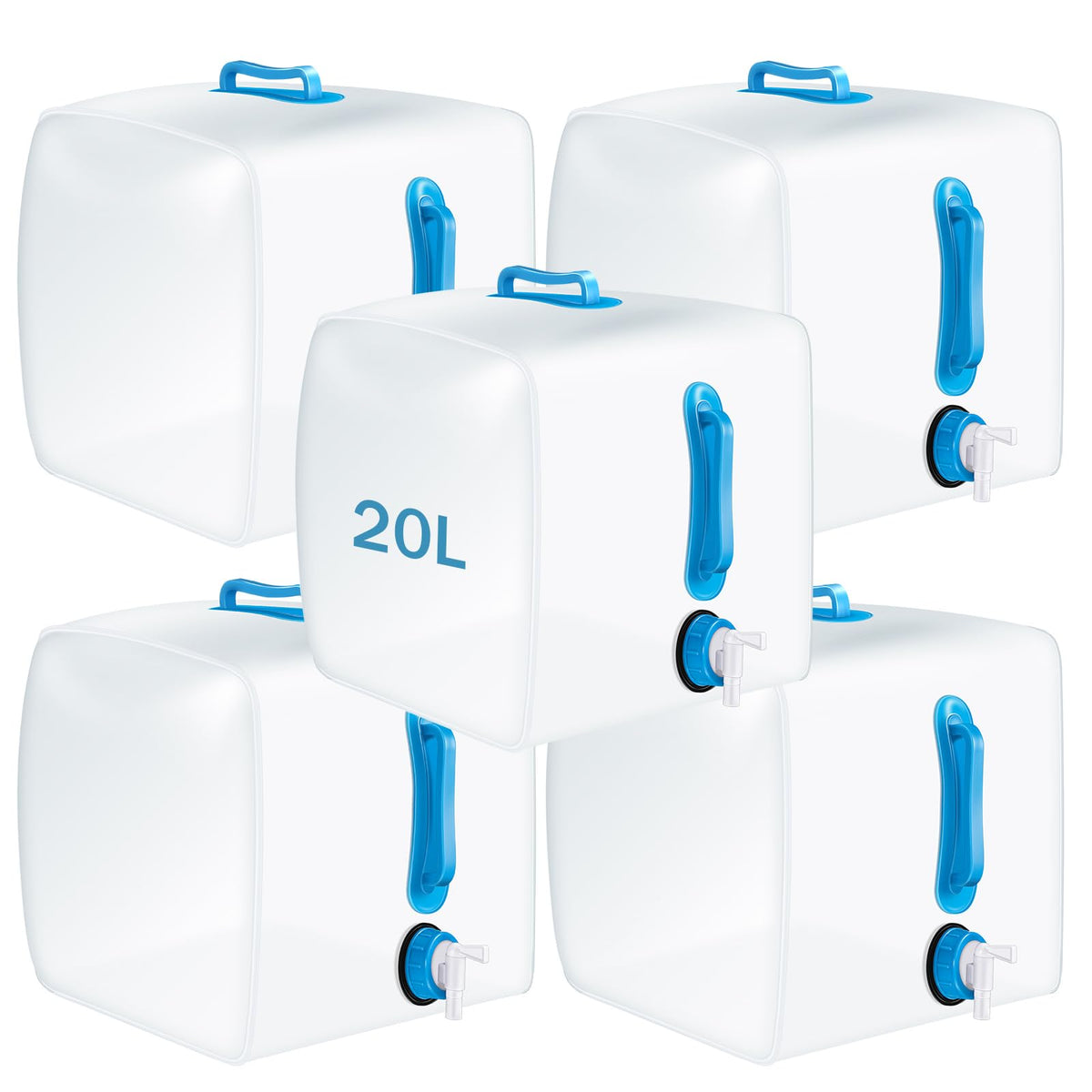 5 Pcs 5.3 Gallon Collapsible Water Container with Spigot G7084