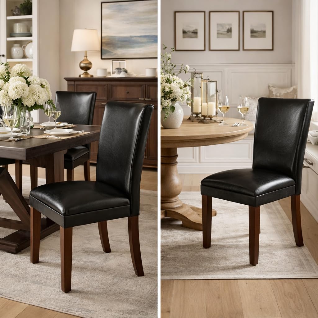 Black Faux Leather Upholstered Dining Chair Set of 2 X8359