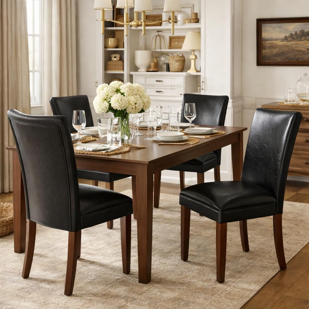 Black Faux Leather Upholstered Dining Chair Set of 2 X8359