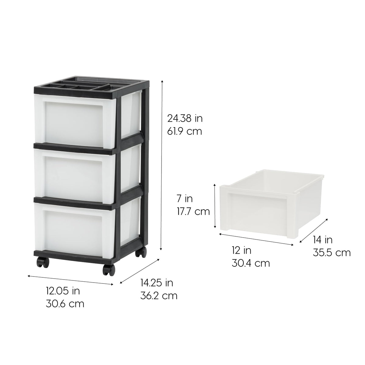 3 Drawer Rolling Storage Cart X59474