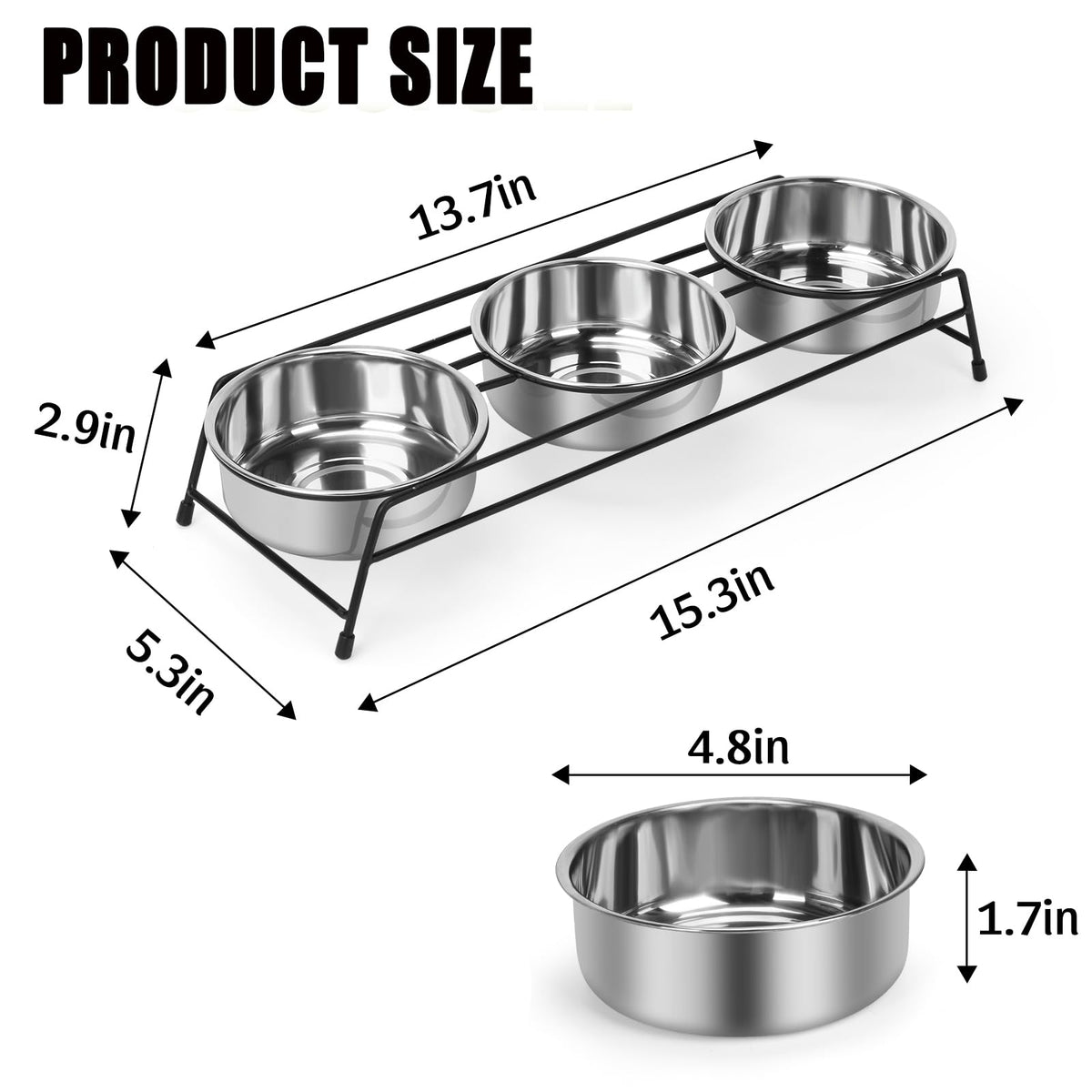 Raised Cat Bowls 3 Stainless Steel H186187