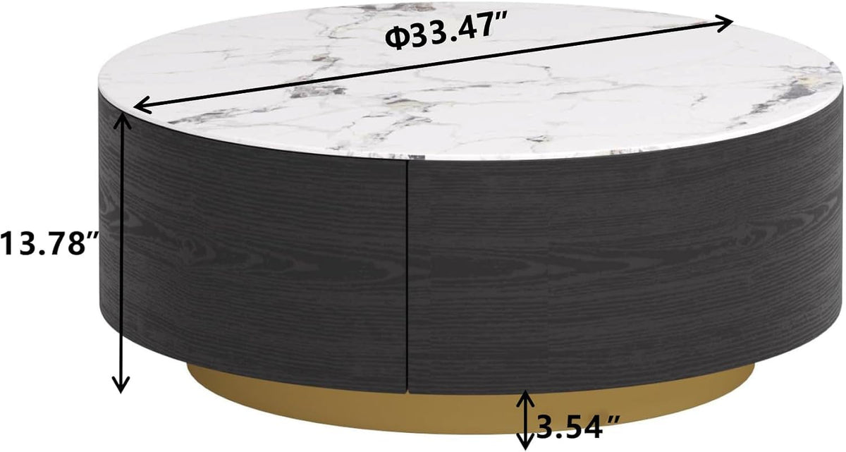 Round Coffee Table with 2 Drawers S351