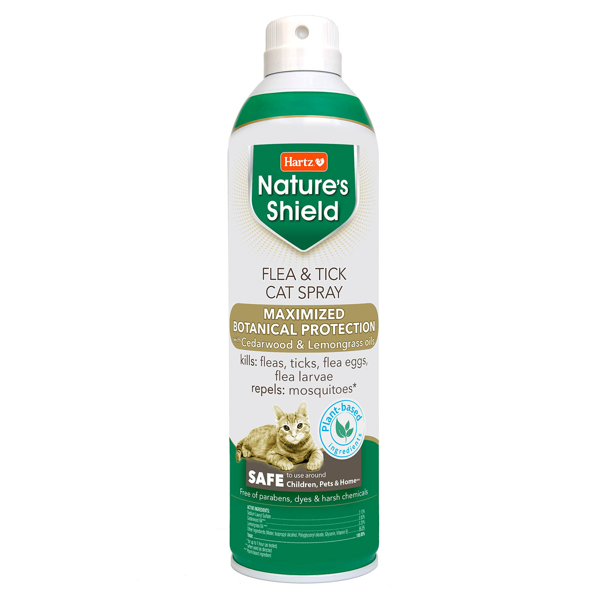 Flea & Tick Spray Treatment for Cats with Cedarwood and Lemongrass Oil, 14 Ounces D2720