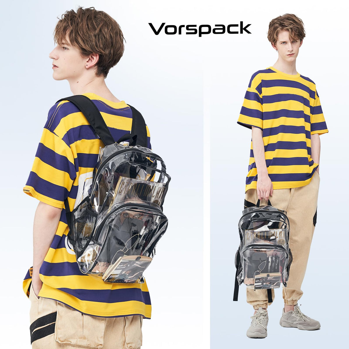 Clear Heavy Duty Black Backpack X507