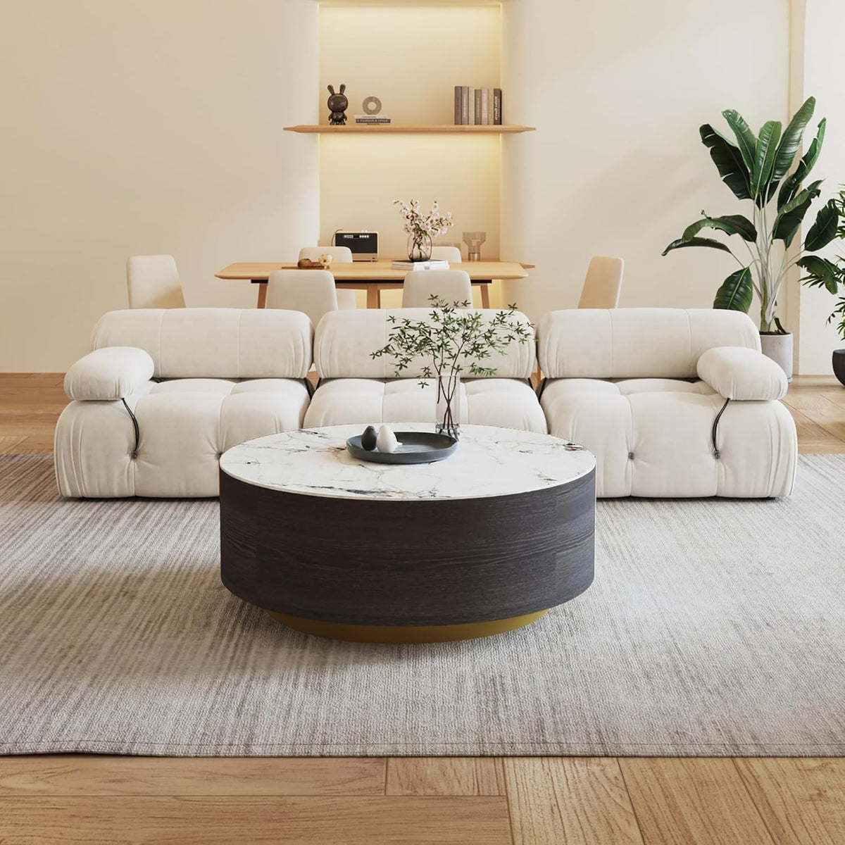 Round Coffee Table with 2 Drawers S351
