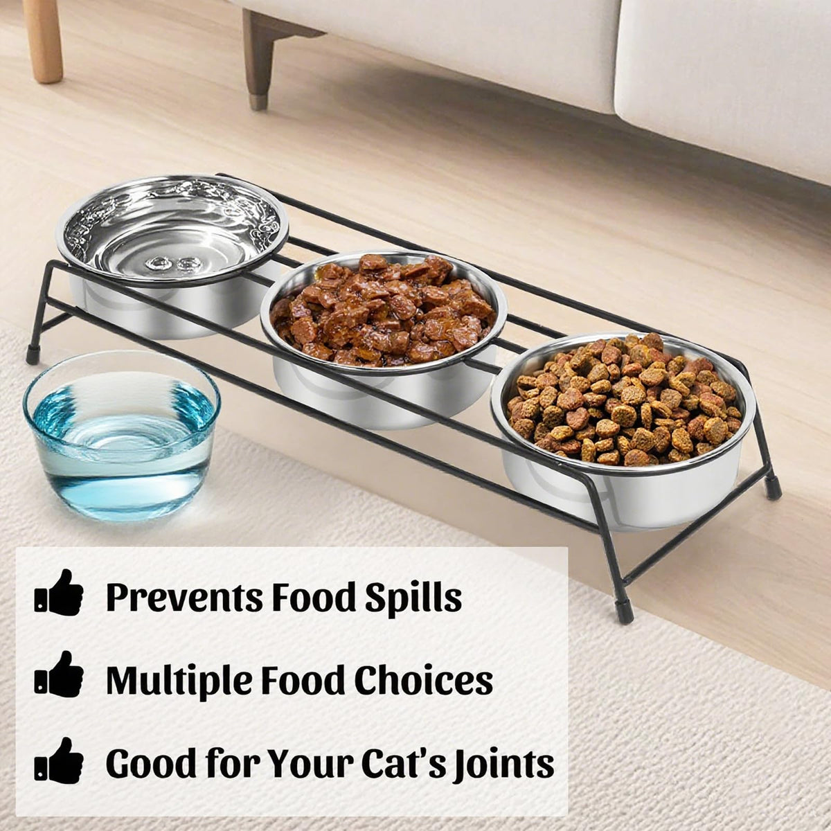 Raised Cat Bowls 3 Stainless Steel H186187