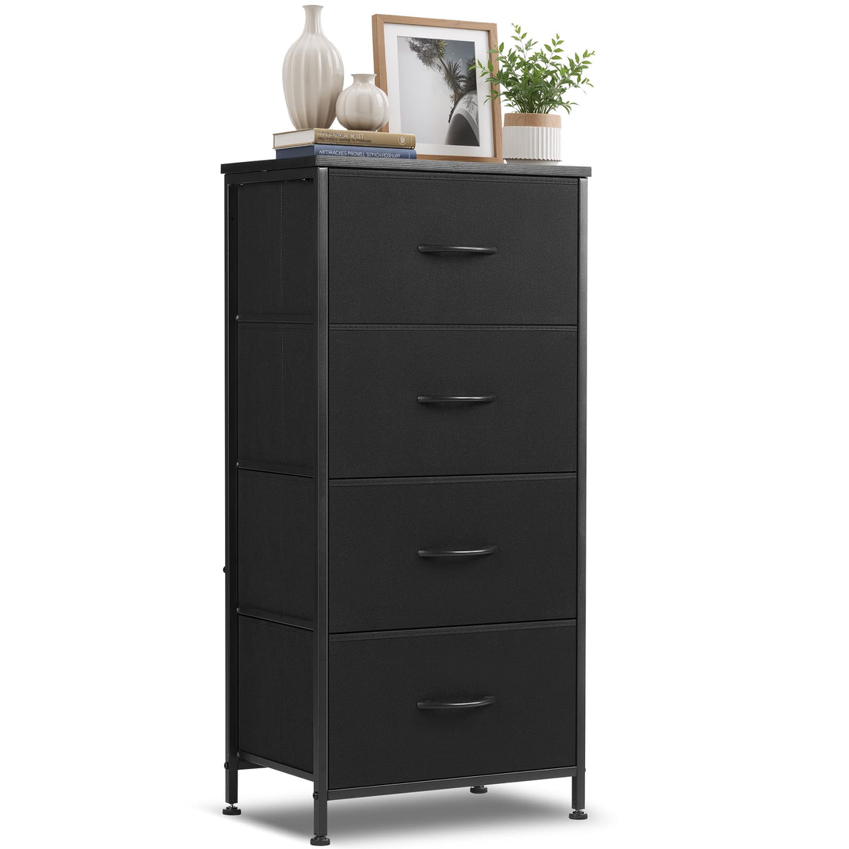 4 Drawer Fabric Storage Dresser with Wooden Top V870