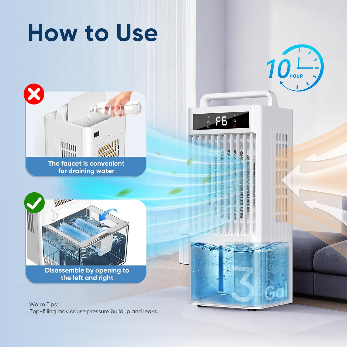 Portable 4-IN-1 Evaporative Air Cooler 3-Gal C45112