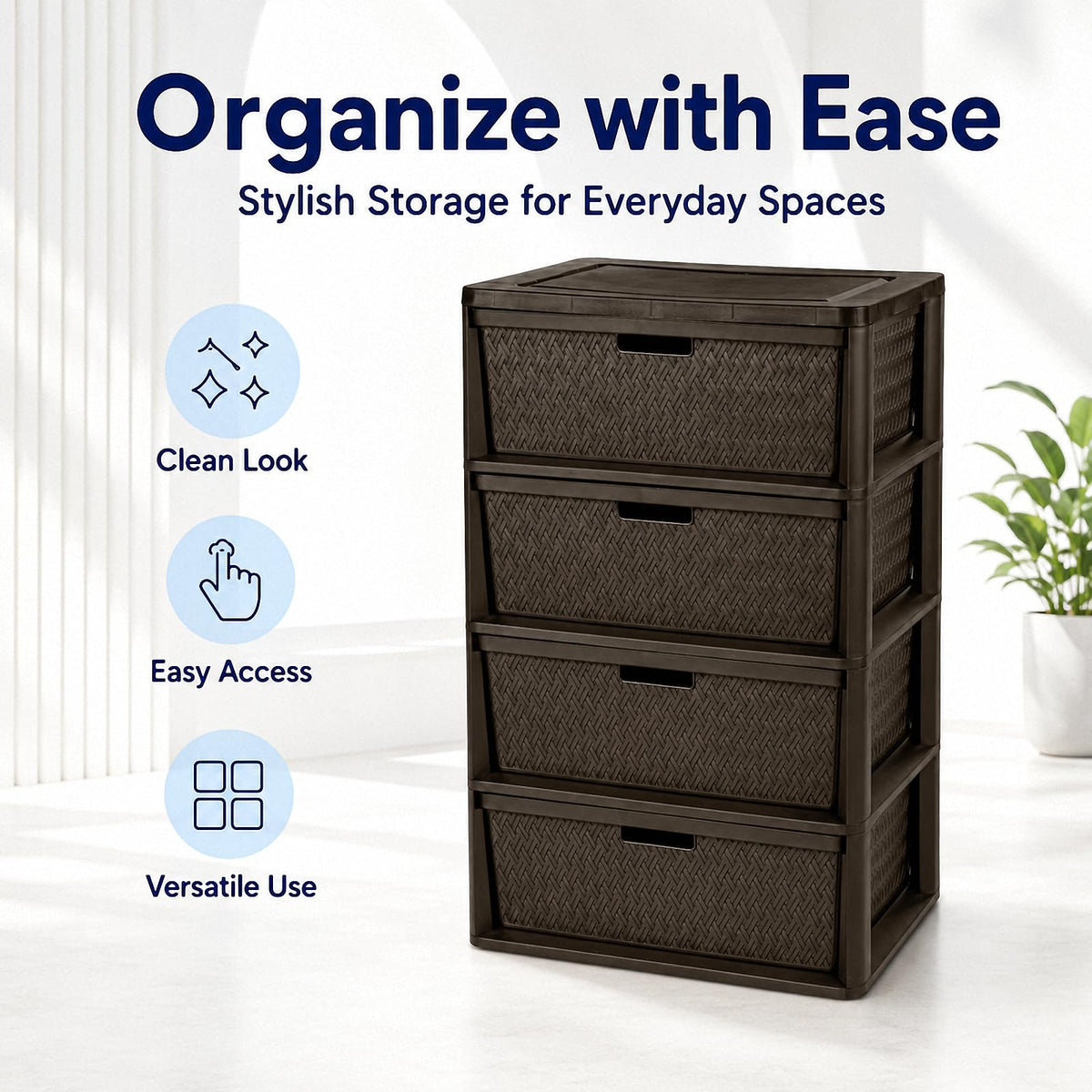 Brown 4-Drawer Plastic Storage Chest C765
