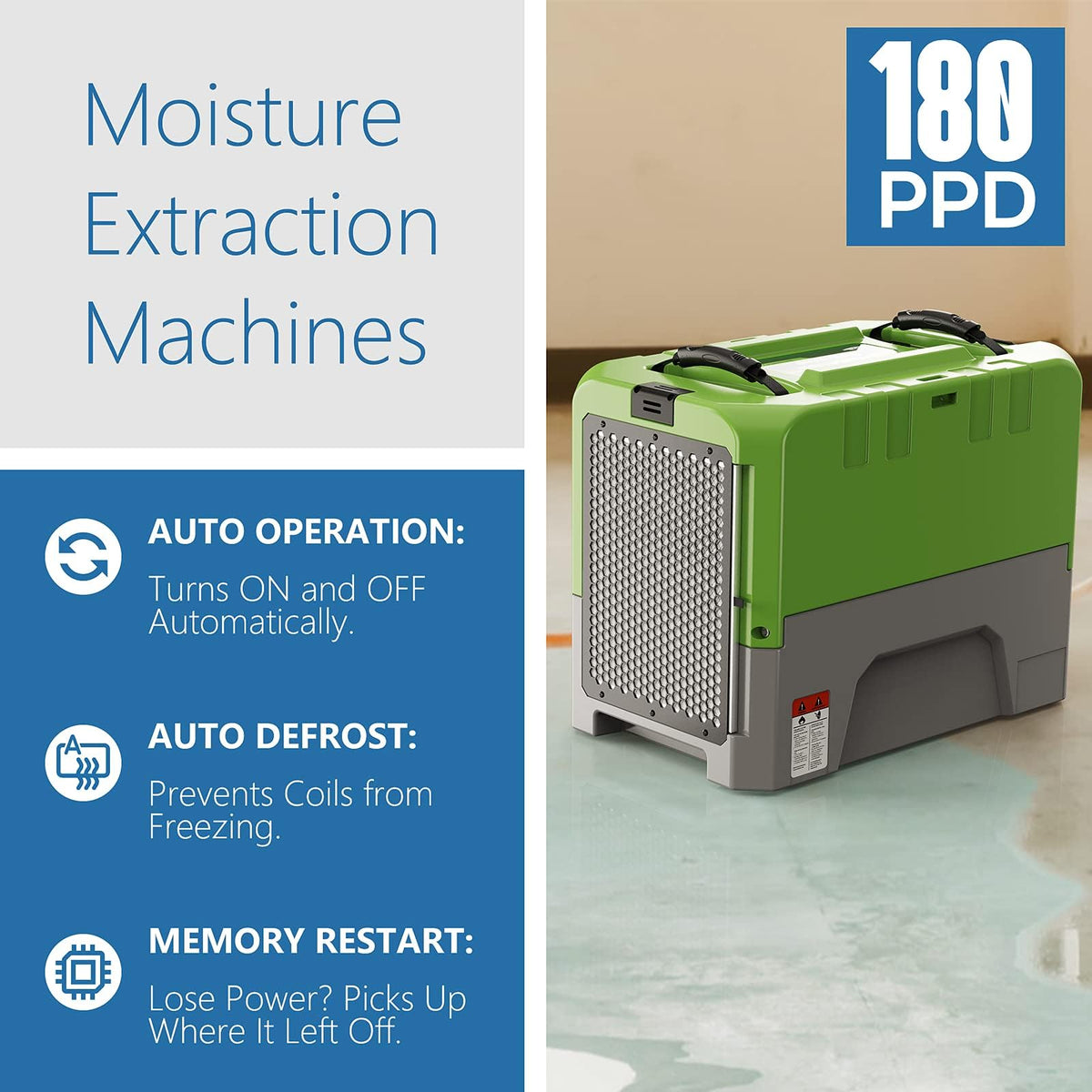 Smart WiFi Commercial Dehumidifier 180 PPD with Hose and Pump C578