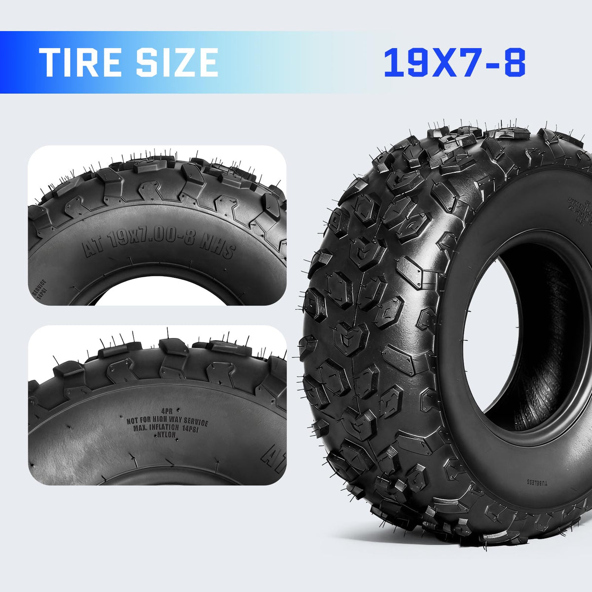 Set of 4 ATV/UTV Tires 19x7-8 Y87005
