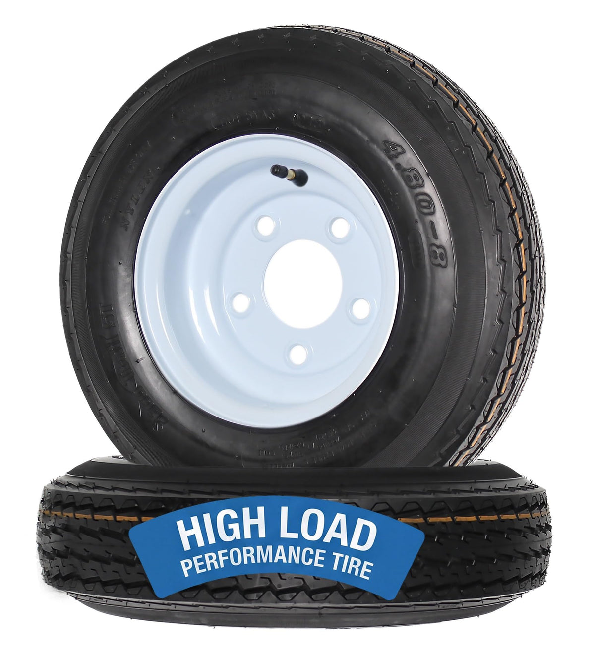 2-Pack Trailer Tire Rim Assembly 4.80-8 5 Lug White L40898