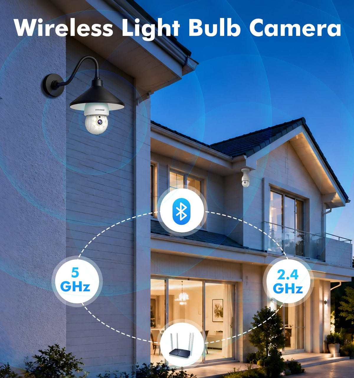 2K Light Bulb Security Camera, 5G/2.4G WiFi, 2 Pack D205189