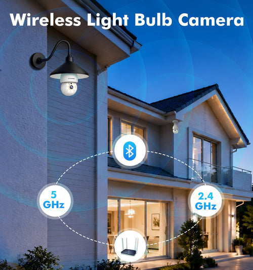 2K Light Bulb Security Camera, 5G/2.4G WiFi, 2 Pack D205189