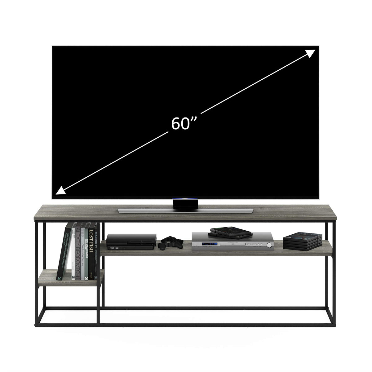 3-Tier Grey Oak TV Stand up to 65 Inch Z53354