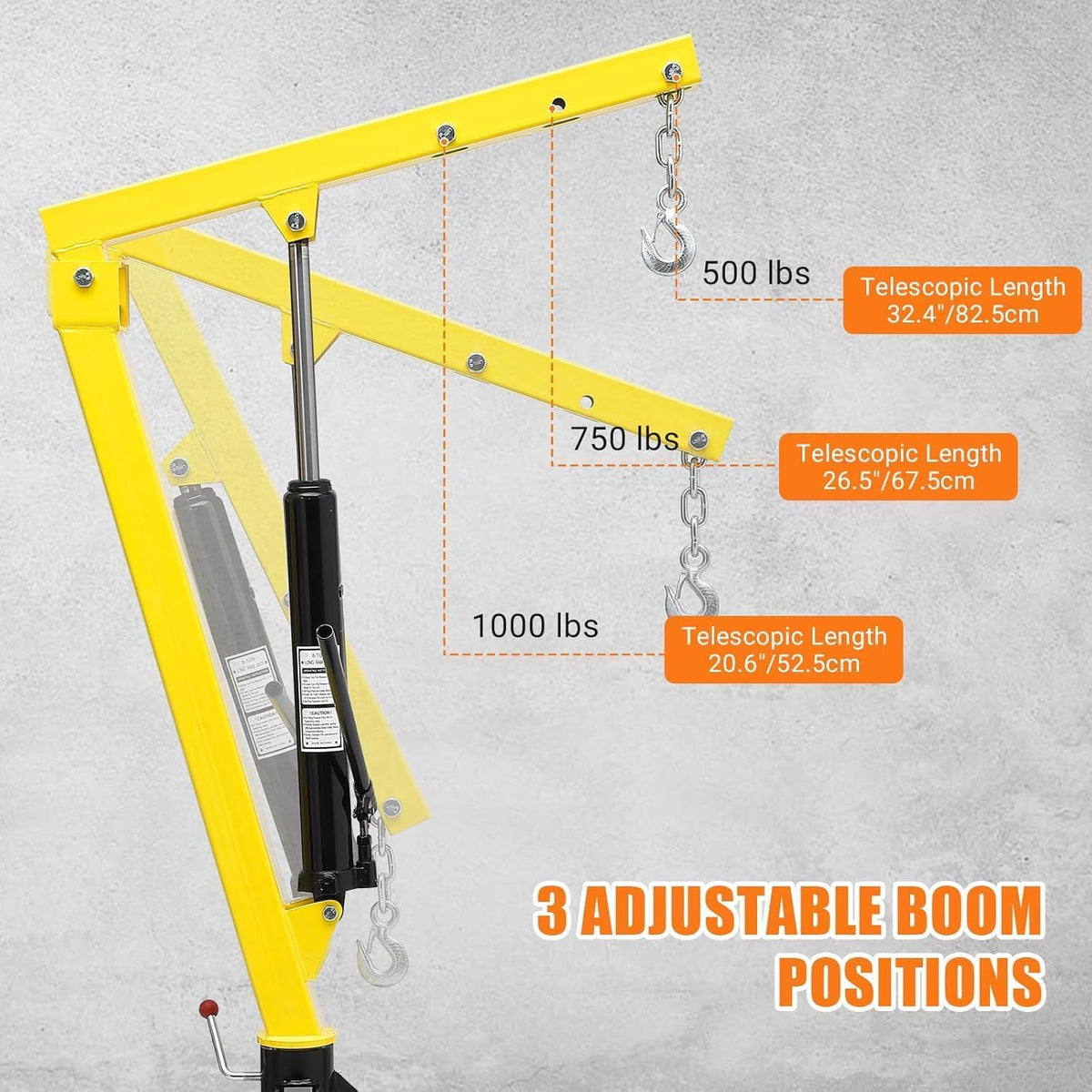 Hydraulic Pickup Crane, 1000 Lbs Lifting Capacity, 360° Swivel U24516