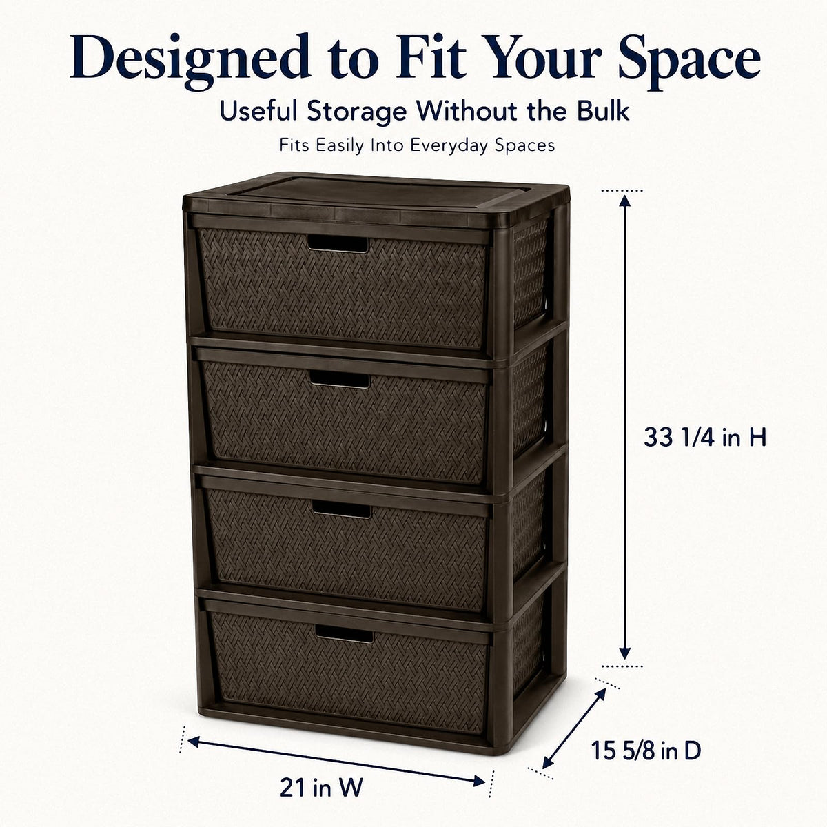 Brown 4-Drawer Plastic Storage Chest C765