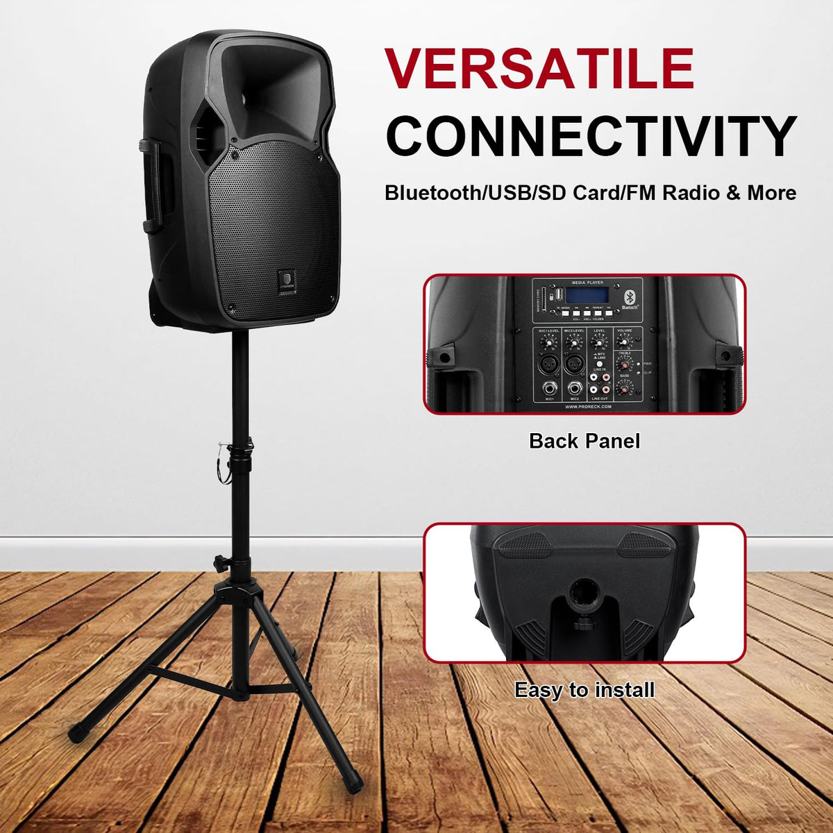 12-Inch 1800W 2-Way Powered PA Speaker System Combo Set with Speaker Stands F581