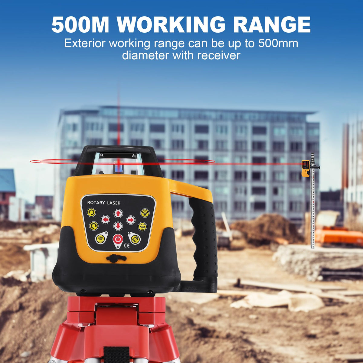 Red Beam Rotary Laser Level Kit with Tripod A6224