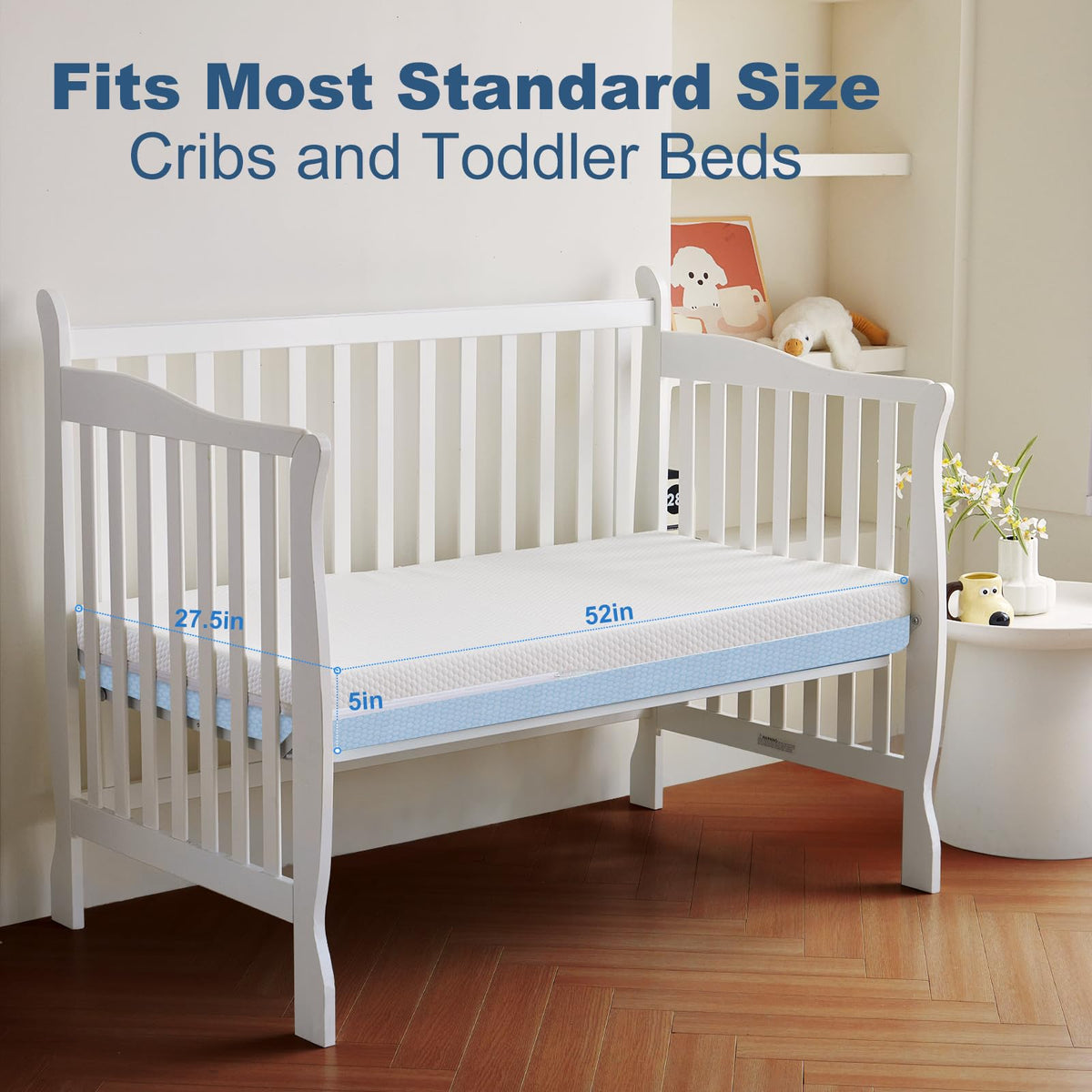 Dual Sided Breathable Crib Mattress, Standard Size 52x28x5 Inch S3795