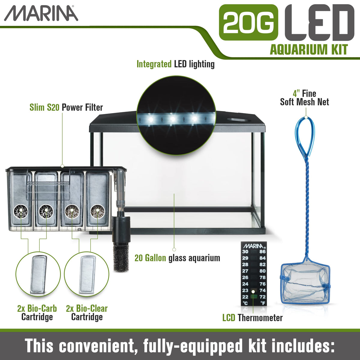 20 Gallon LED Aquarium Kit with Filter C886