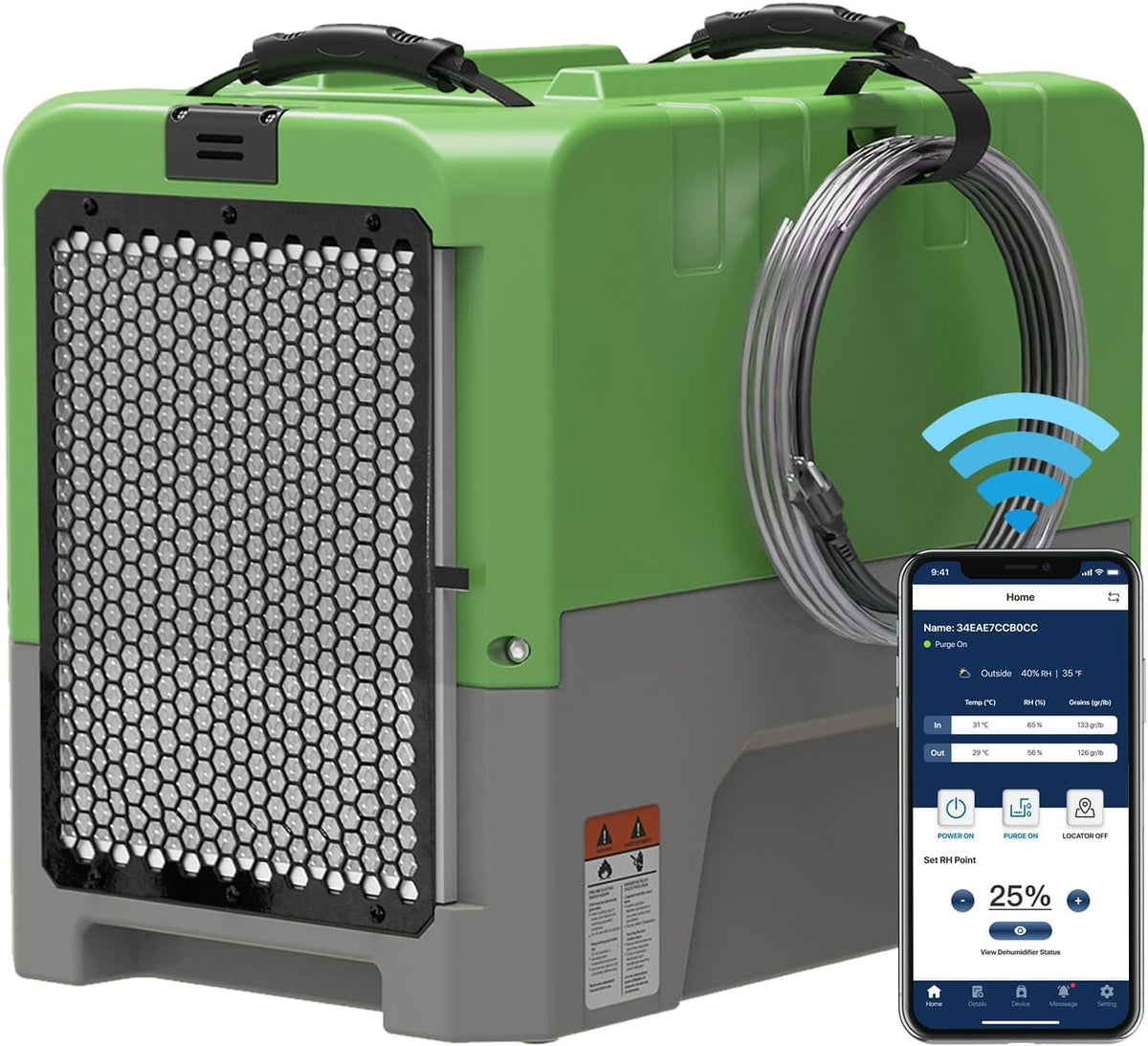 Smart WiFi Commercial Dehumidifier 180 PPD with Hose and Pump C578