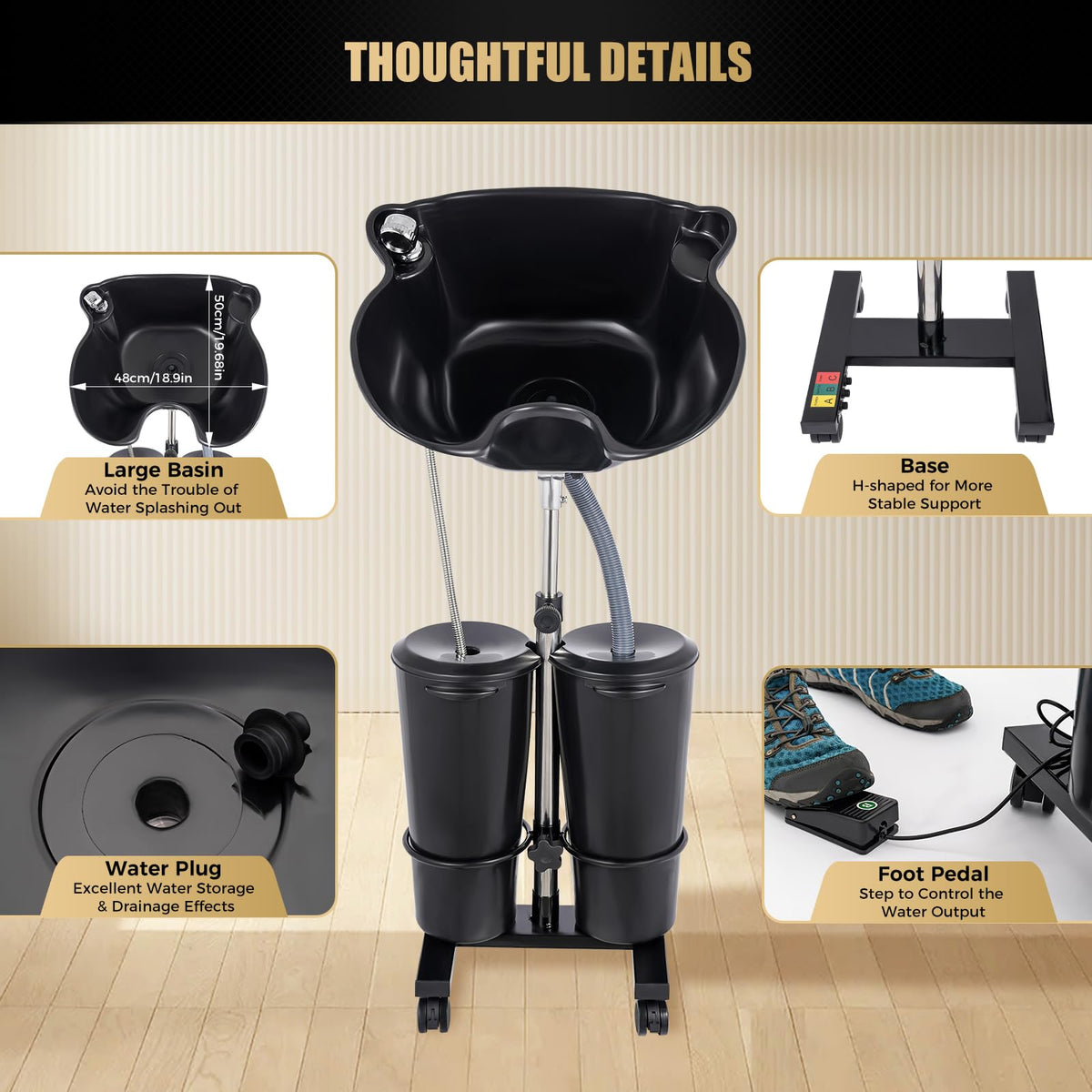 Portable Mobile Shampoo Bowl with Electric Pump C418