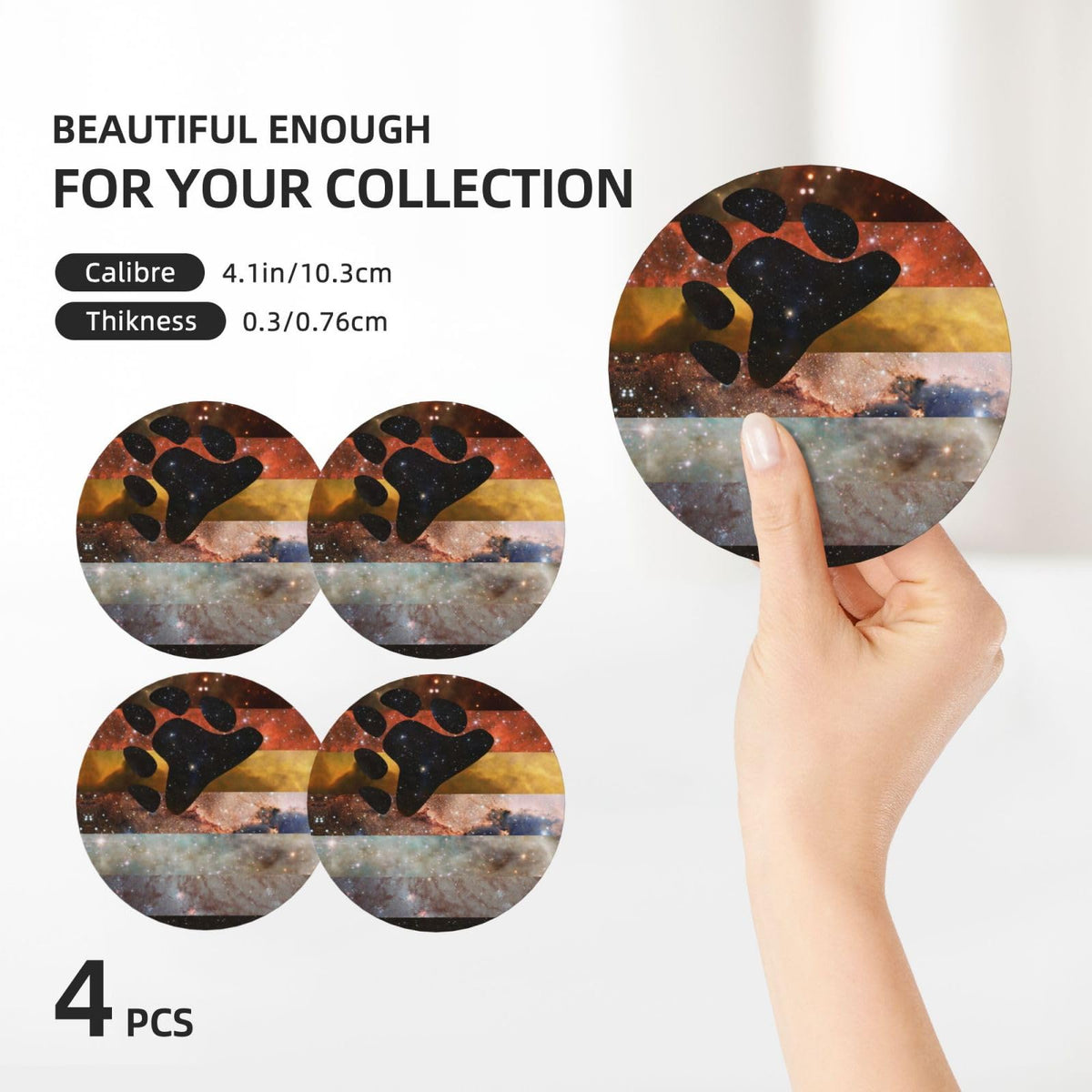 Ceramic Coaster Set Non-Slip Cork Base H591054