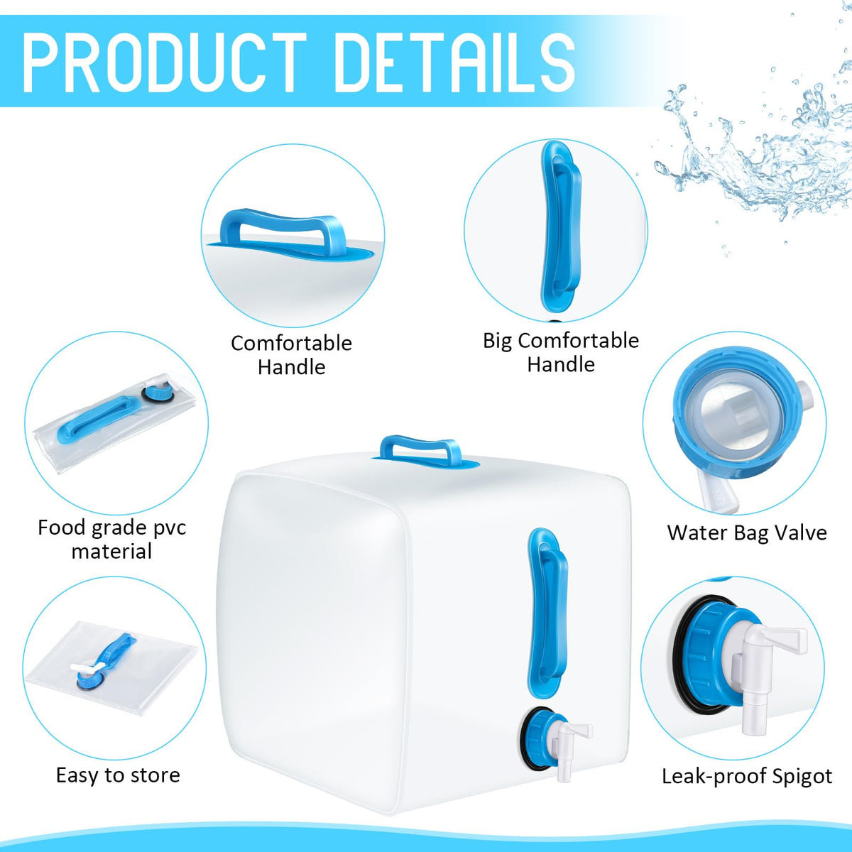 5 Pcs 5.3 Gallon Collapsible Water Container with Spigot G7084