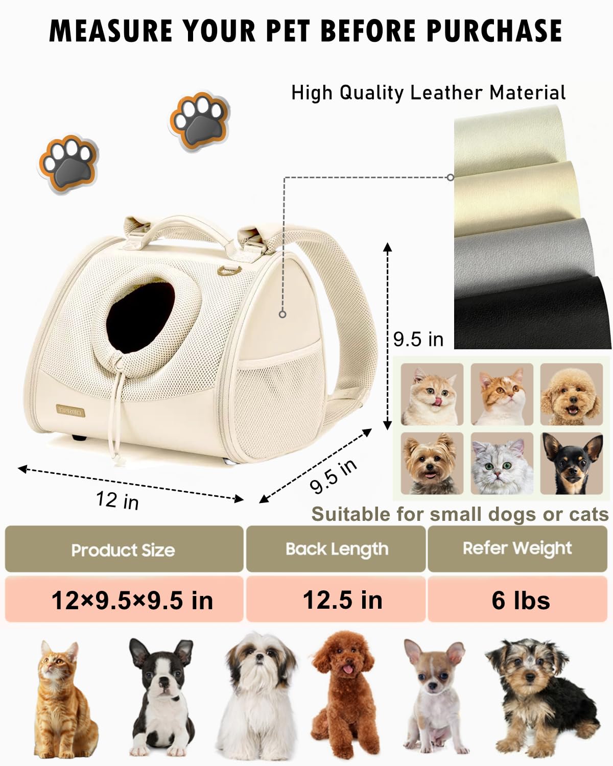 Adjustable Ventilated Front Facing Small Dog Cat Carrier Backpack X86949