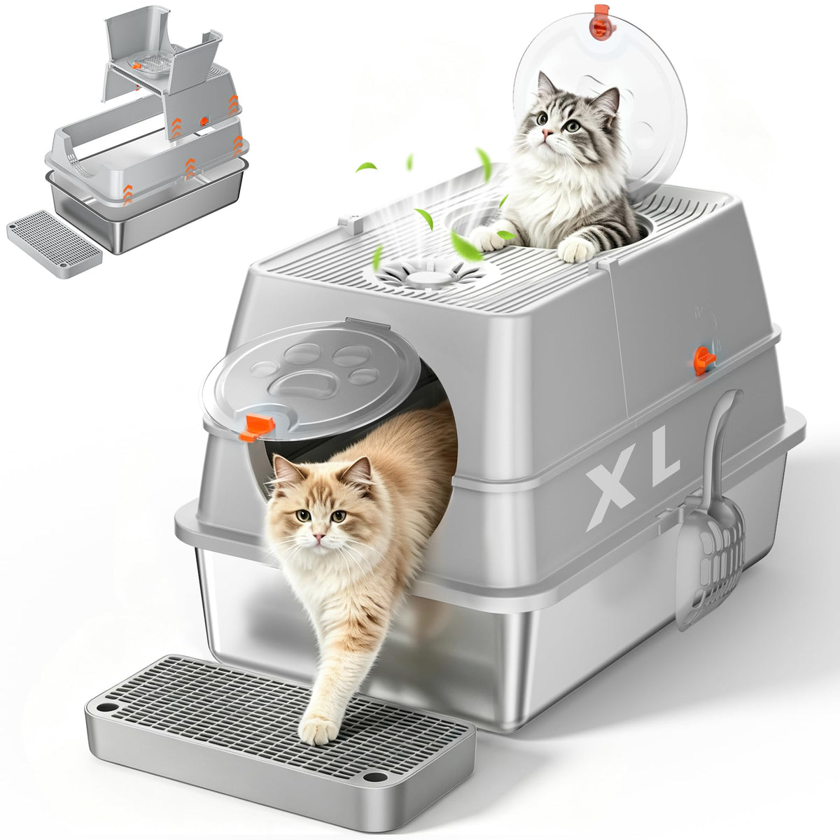 XL Stainless Steel Litter Box with Lid R709074