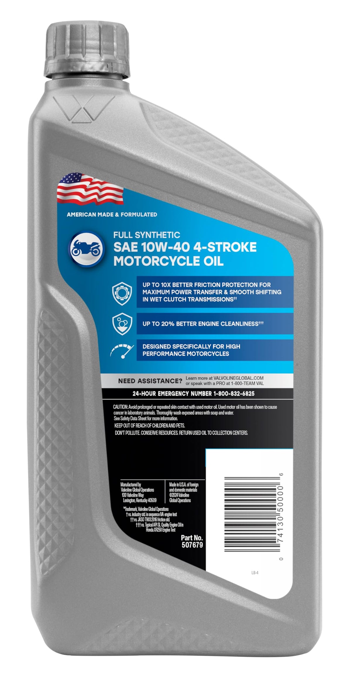 Full Synthetic 10W-40 Motorcycle Motor Oil 1 Quart W585365