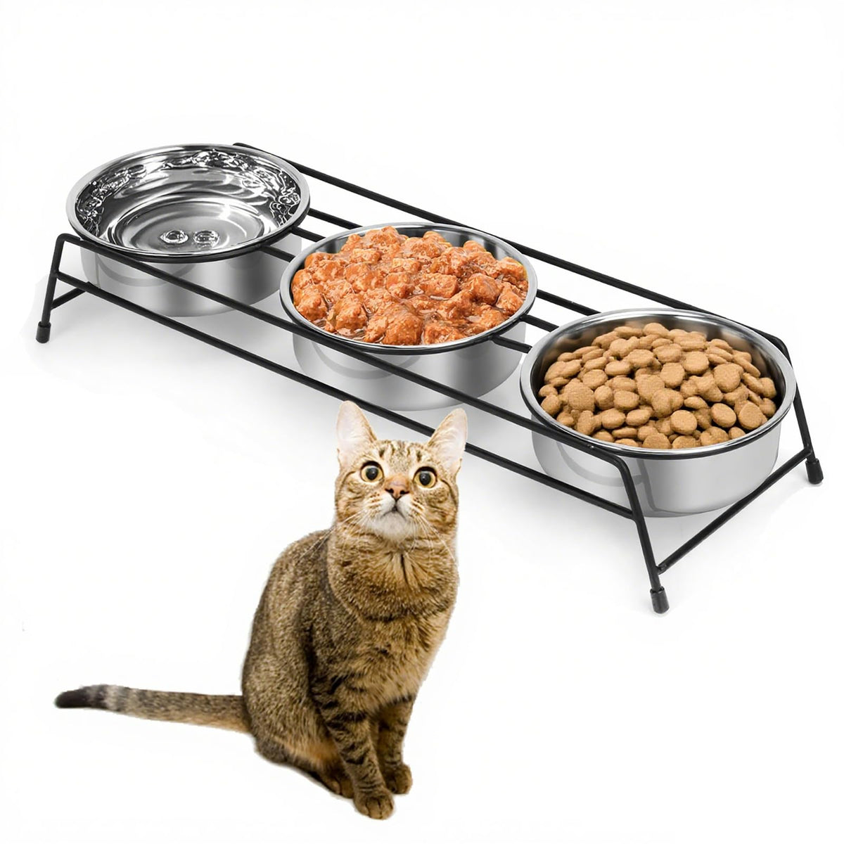 Raised Cat Bowls 3 Stainless Steel H186187