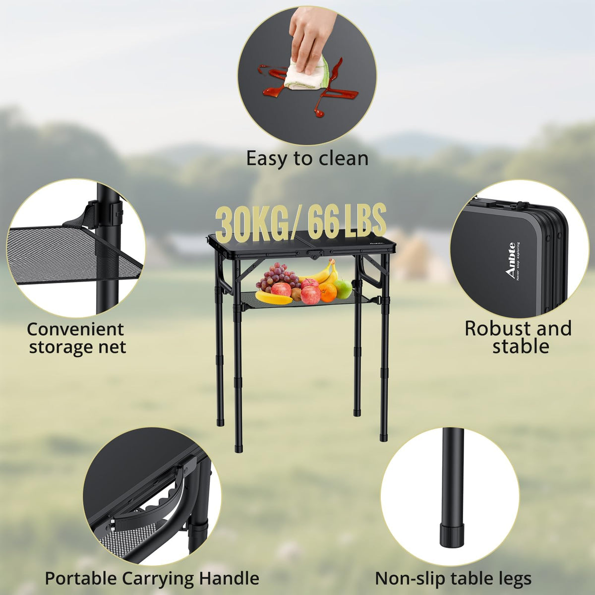24"X 16" Adjustable Height Folding Camping Table G7036