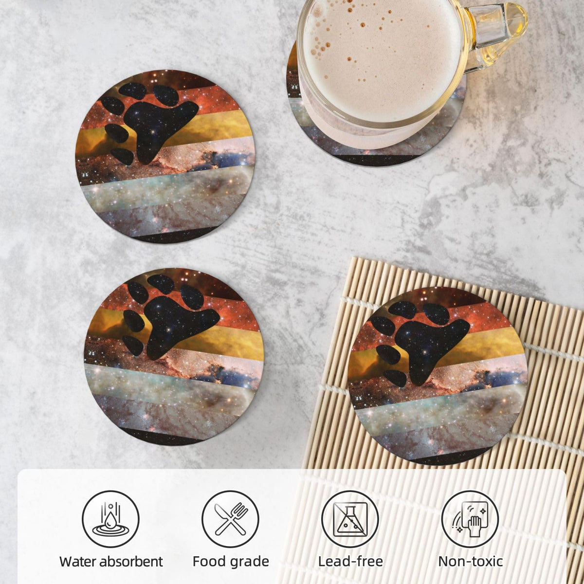 Ceramic Coaster Set Non-Slip Cork Base H591054