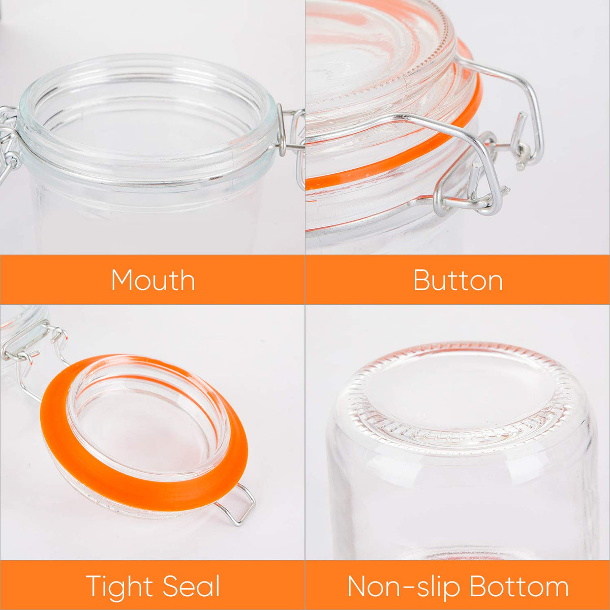 16 oz Glass Airtight Storage Jars, 12 Pack Q88778