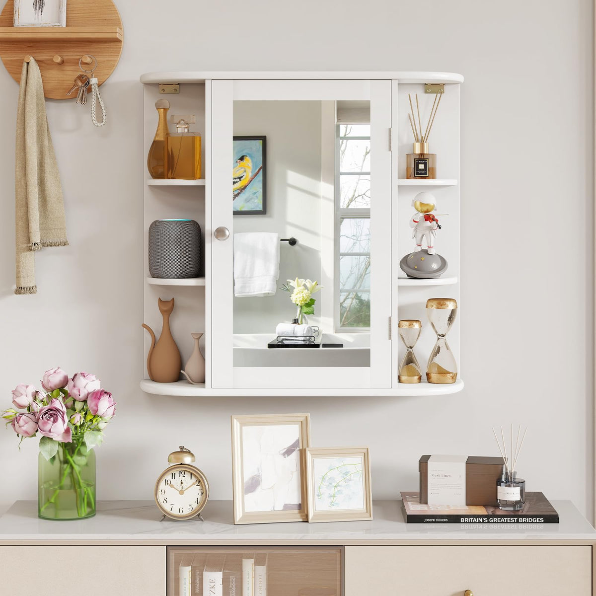 White Wall Mounted Medicine Cabinet with Mirror Y13312