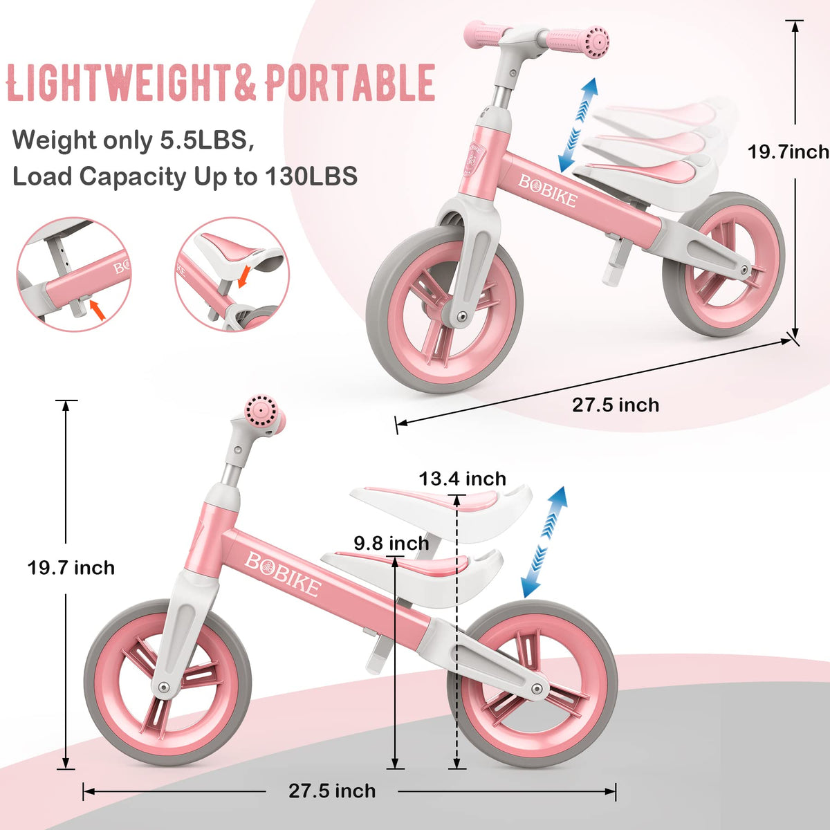 Toddler Balance Bike Adjustable Seat and Handlebar M40617