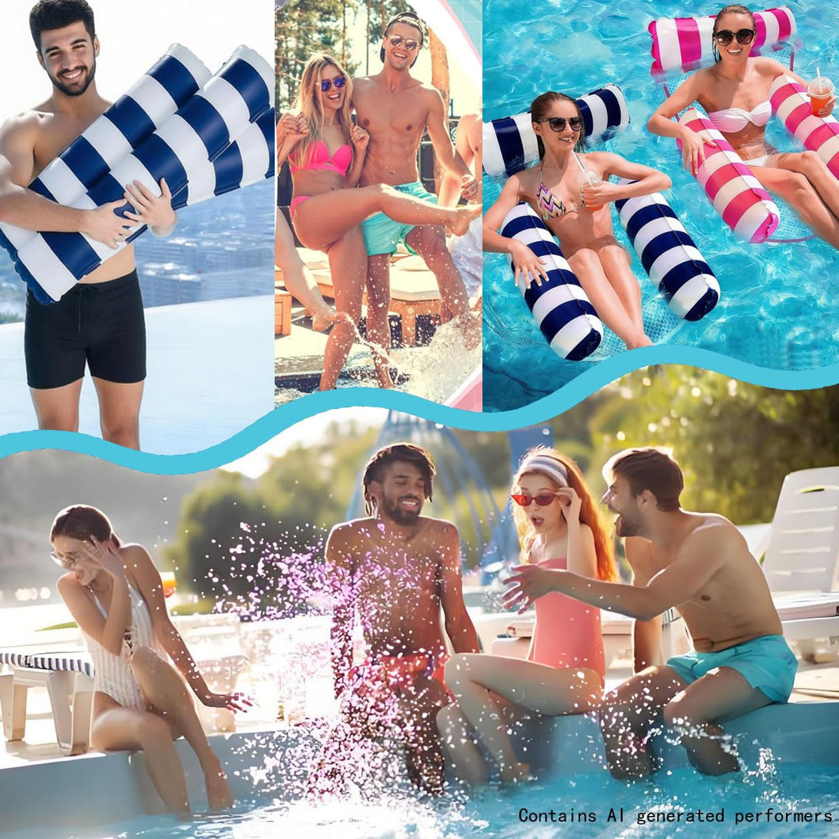 2 Pack Inflatable Pool Floats Chair Bed Hammock Q72092