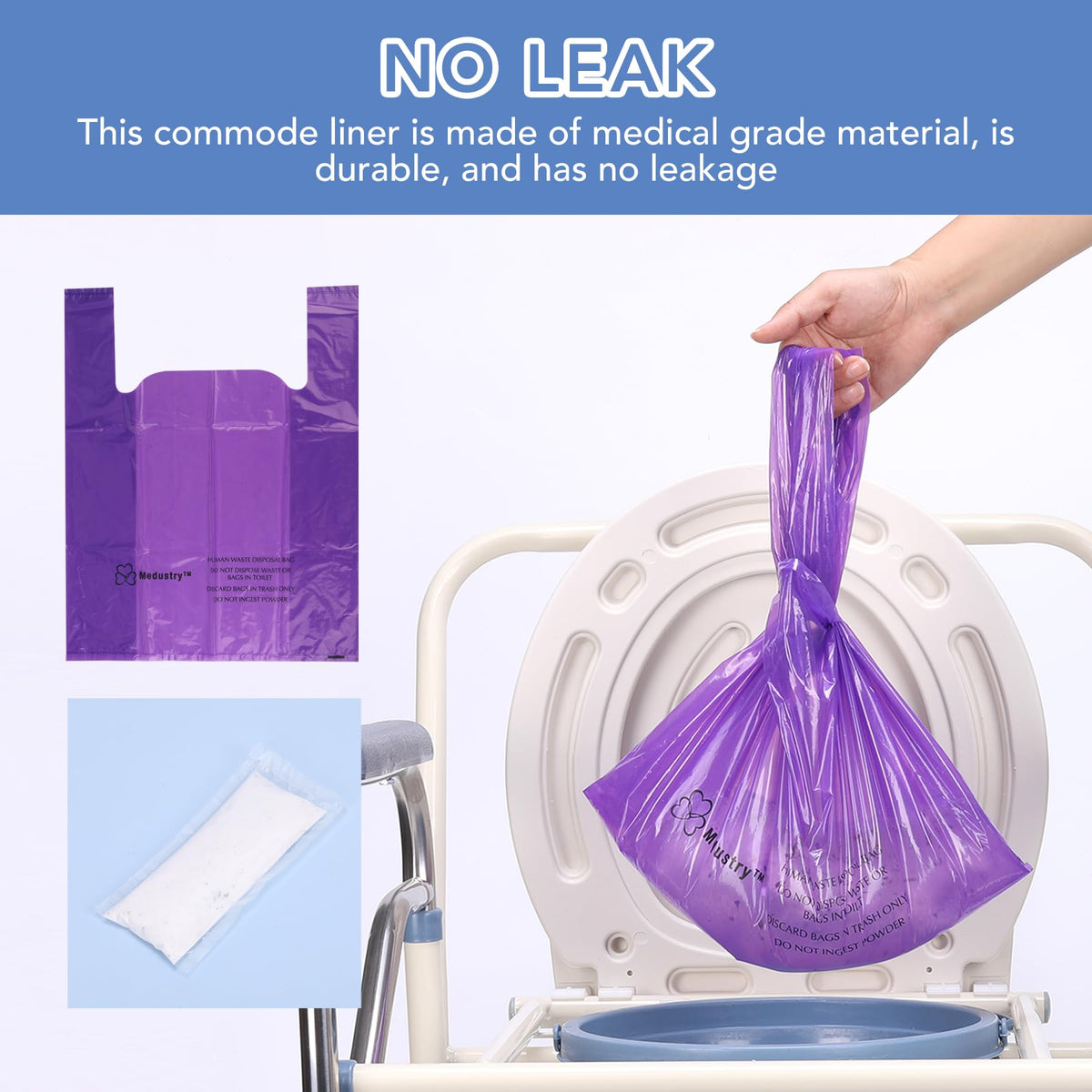 Commode Liners 60 Pack with Absorbent Powder Packs V253
