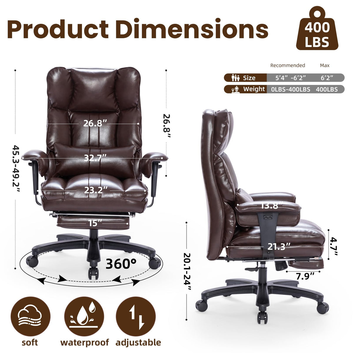 Big and Tall Office Chair with Foot Rest H316906